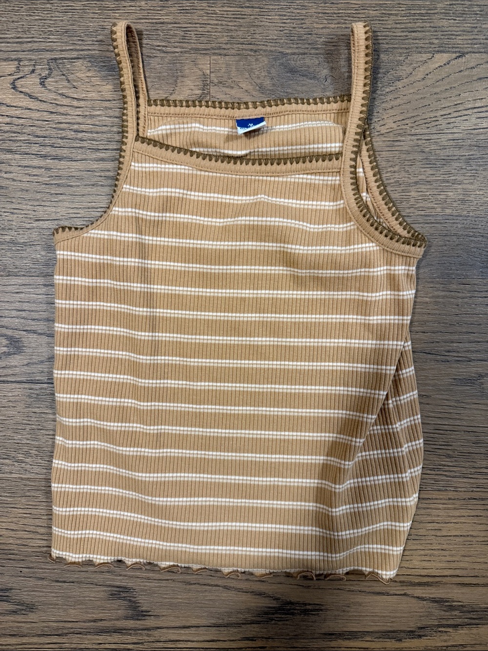 Old Navy girls Striped Ribbed Tank Top - Camel/White